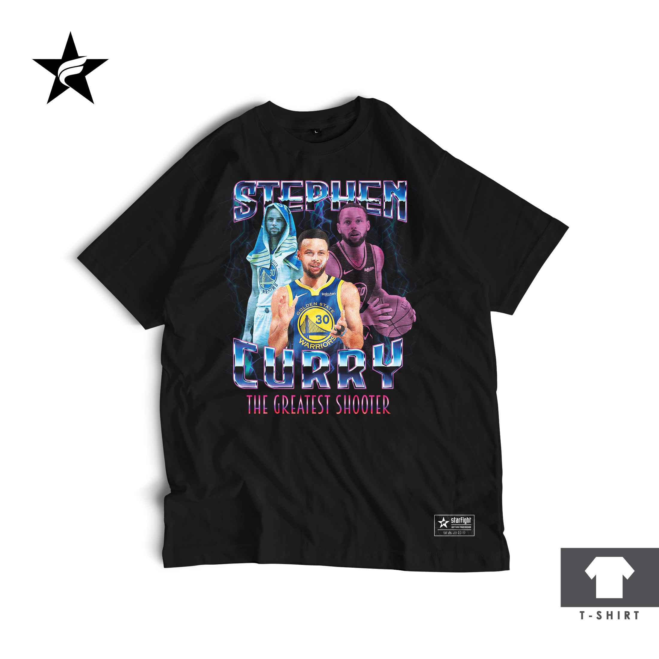 Kaos Bootleg Stephen Curry - Vintage 90s Starfight T-Shirt - Gambar 2