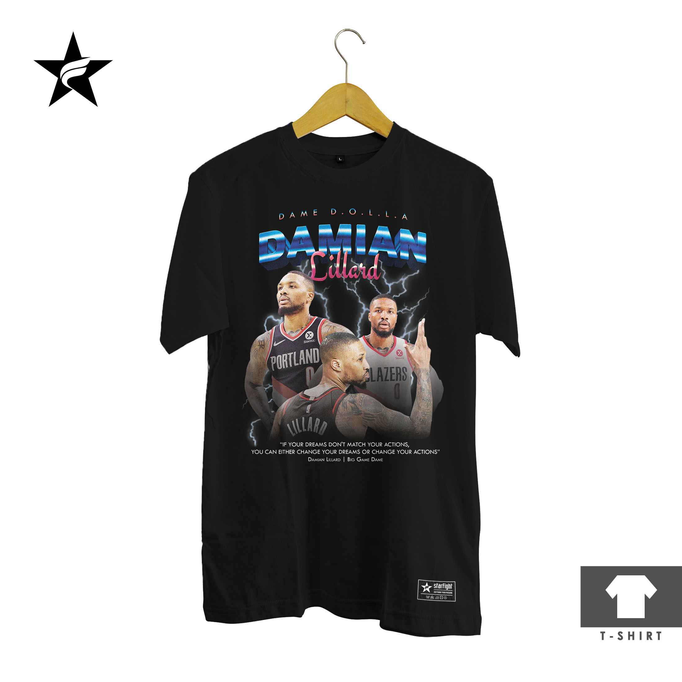 Kaos Bootleg Damian Liliard - Vintage 90s Starfight T-Shirt