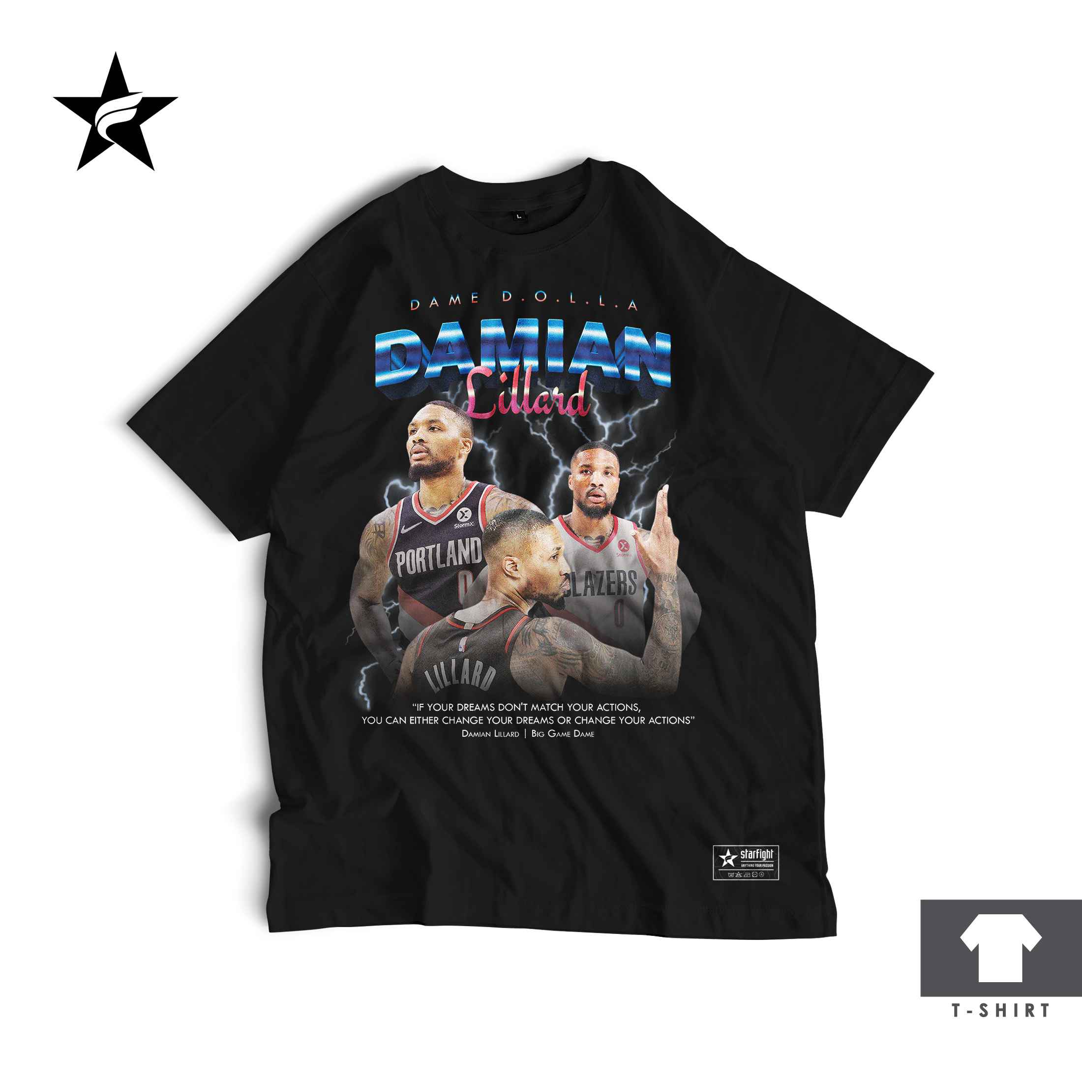 Kaos Bootleg Damian Liliard - Vintage 90s Starfight T-Shirt - Gambar 2