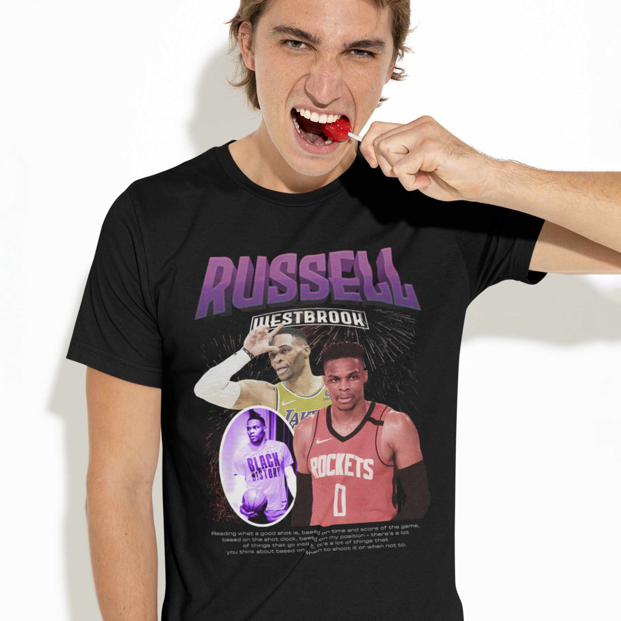 Kaos Bootleg Russell Westbrook - Vintage 90s Starfight T-Shirt - Gambar 4